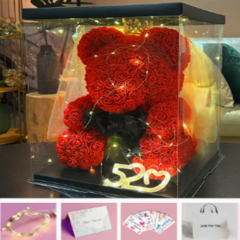 Rose Flower Bear LED Lights