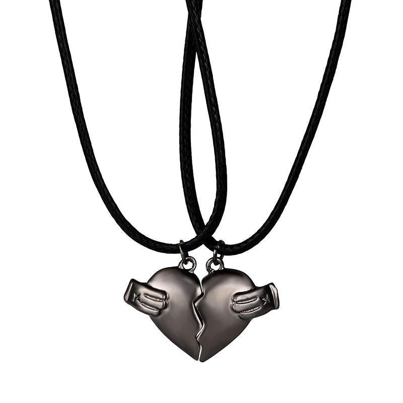 2pcs Heart-broken Shape Magnet Necklace