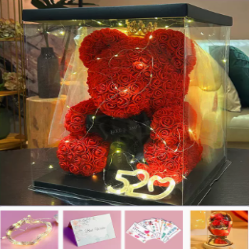 Rose Flower Bear LED Lights