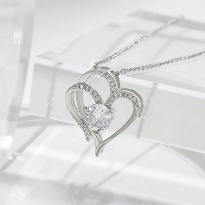 Zircon Double Rhinestones Heart-shaped Necklace