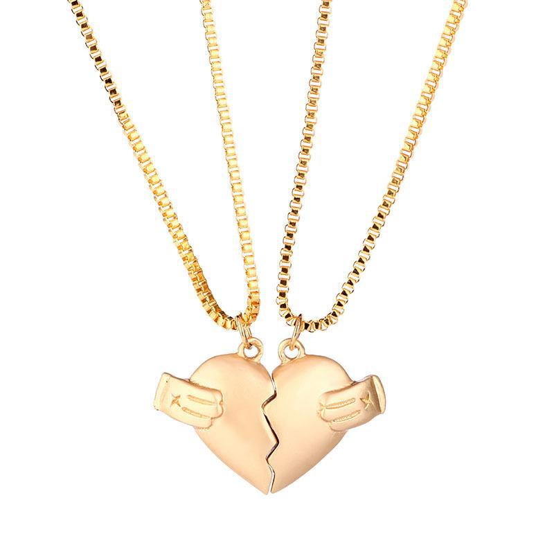 2pcs Heart-broken Shape Magnet Necklace