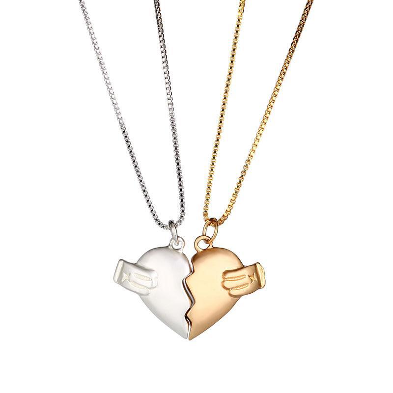 2pcs Heart-broken Shape Magnet Necklace